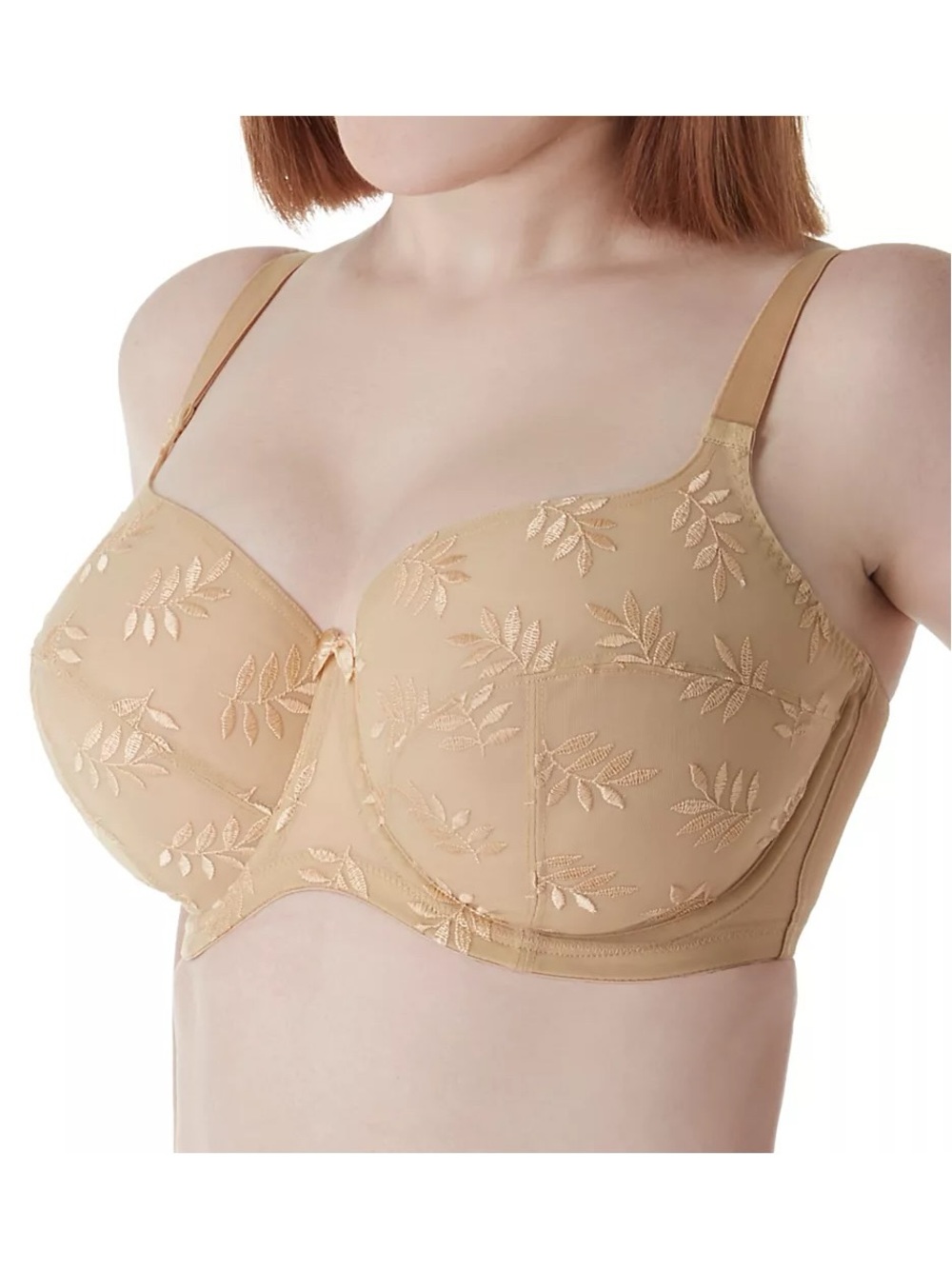 Panache Tango II Balcony Bra Beige Nude Leaf Embroidered Style 3251 NWT 28E 28DD